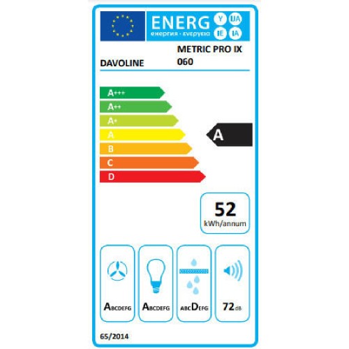 ΑΠΟΡΡΟΦΗΤΗΡΑΣ ΤΖΑΚΙ 60CM DAVOLINE METRIC PRO IX 60 (ΕΠΙΠΕΔΟΣ / A / INOX / 589m3/h)